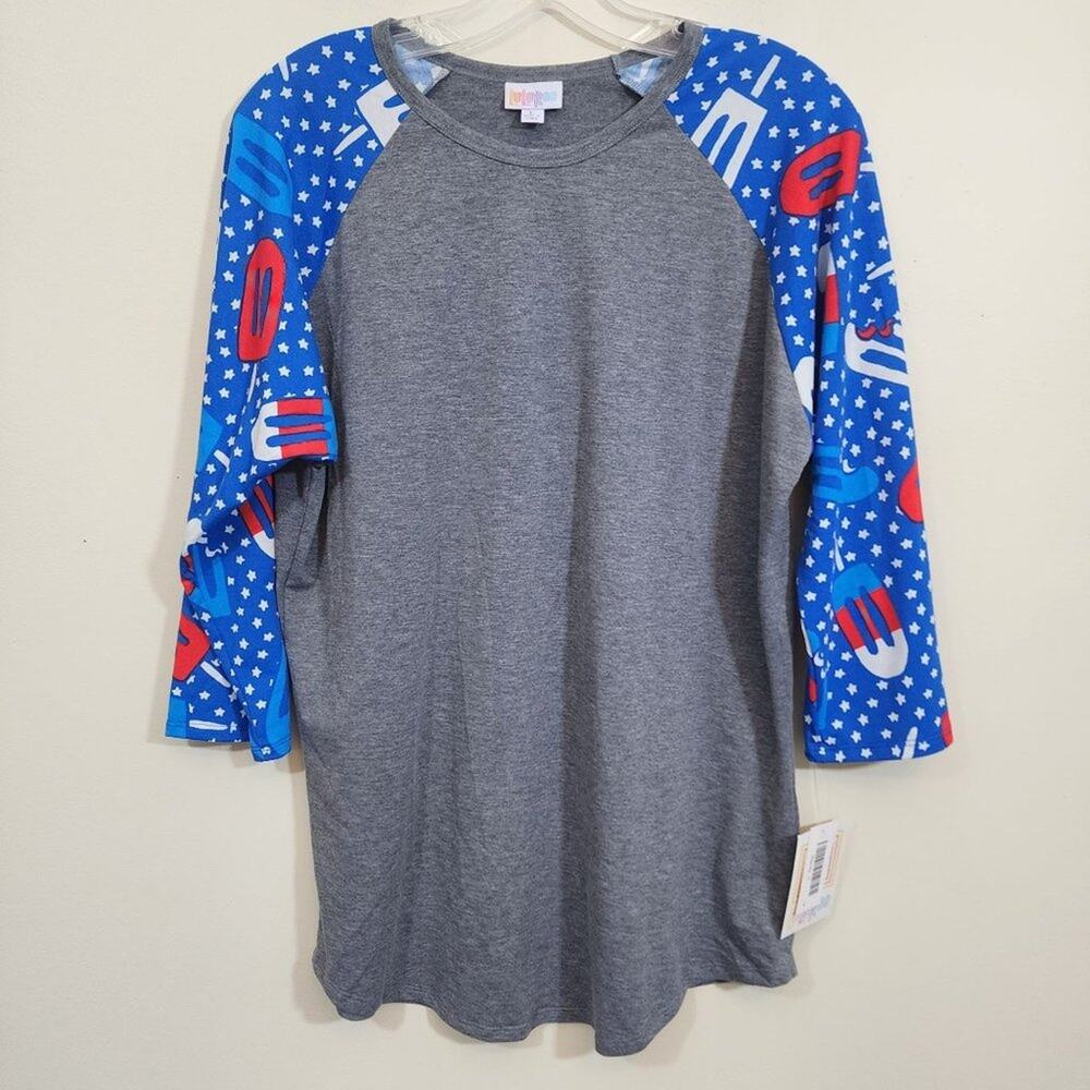 LuLaRoe NWT Randy popsicle & stars print raglan shirt woman's size‎ large